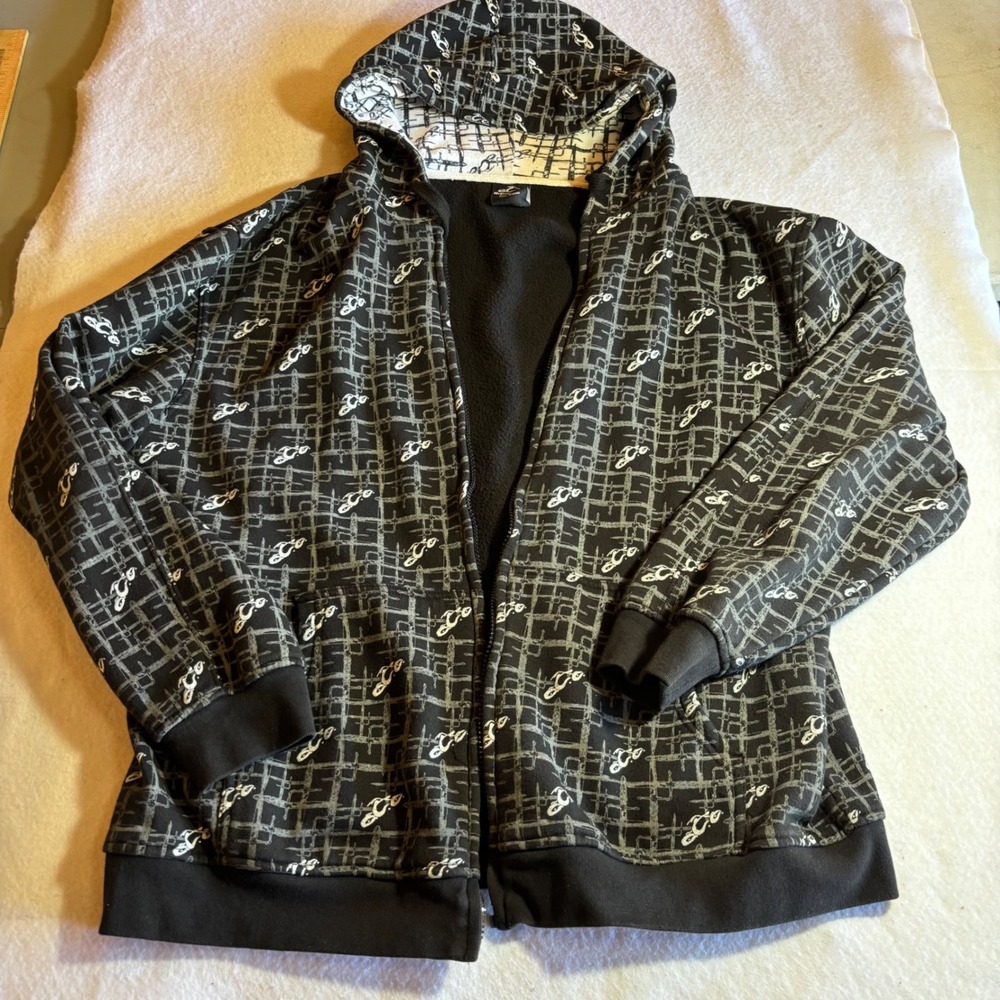Orange County Choppers Motorcycle Black‎ Full Zip Hoodie XL AOP Mens *Flaw